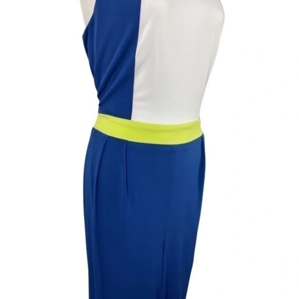 Vince Camuto blue white neon green color block jersey jumpsuit MM2